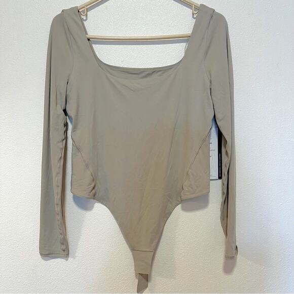 lululemon athletica Tops - Lululemon riverstone RVST Large Ultra-Soft Nulu Square-Neck Long-Sleeve Bodysuit